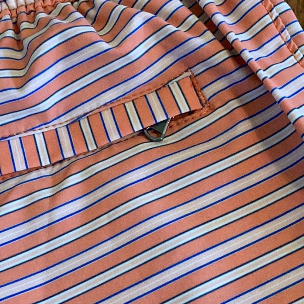 Lands’End Lined sunset 7” Swim trunks Color- Orange Stripe ❗️NWT❗️ - Picture 12 of 15